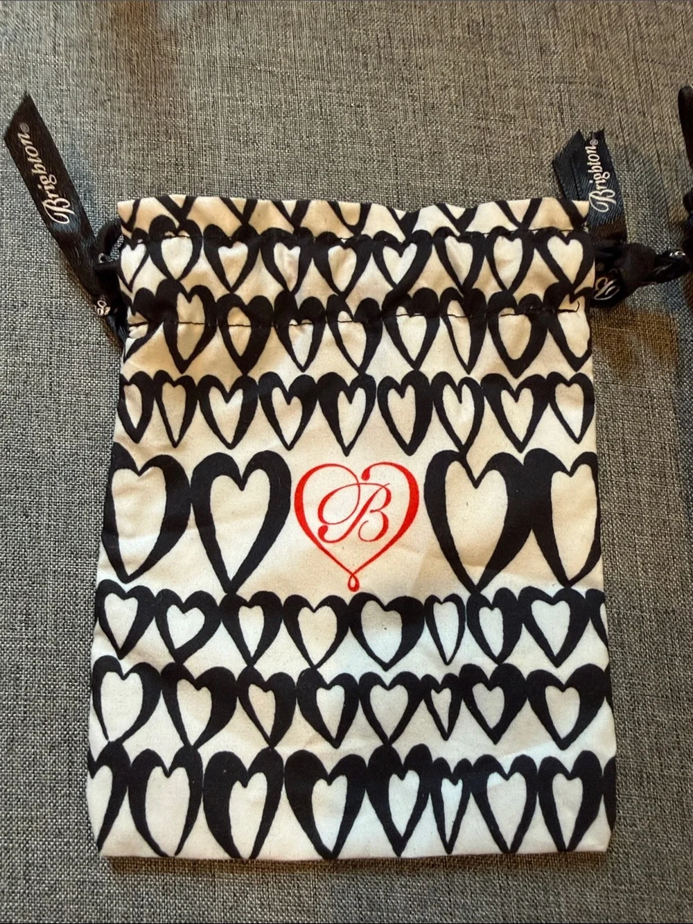 Brighton Small Heart-Print Drawstring Pouch - Black & White; 2 bags